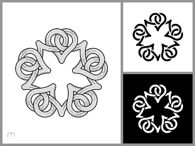 Celtic heart-shaped knot logo design black and white celtic celtic knot grey hearts illustration interlaced intertwined irish knots knotwork logo logo design logotype loop mithology ornaments pagan traditional art viking
