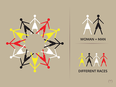 Racial and gender equality logo concept