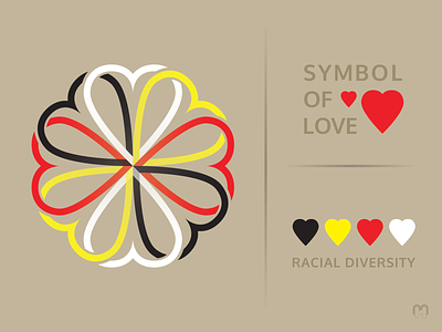 Love between people of different races Logo Concept african asian black equal rights equality european freedom graphic design human races human rights humanity logo design logotype love native american peace red social justice white yellow