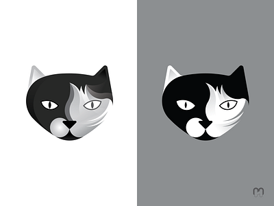 Black & white Cat logo design animal clinic animal rescue animal shelter. animals black and white cats design gradients. logo logo design logotype petshop vet veterinarian
