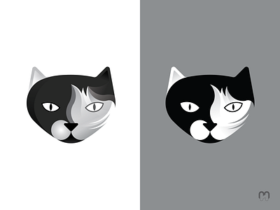 Black & white Cat logo design