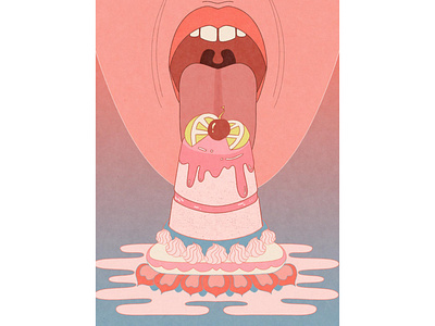 Praise Thee Cake adobe photoshop advertising cake clouds design digital illustration feminine food graphic mouth tongue