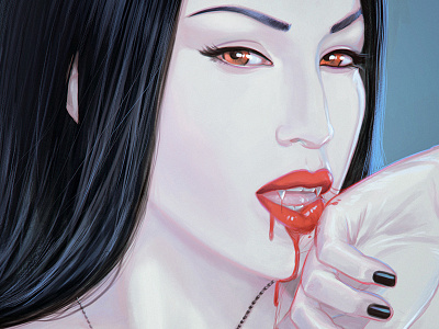 Vampiria Morgana cover art digital painting editorial illustration portrait stylized vampire women