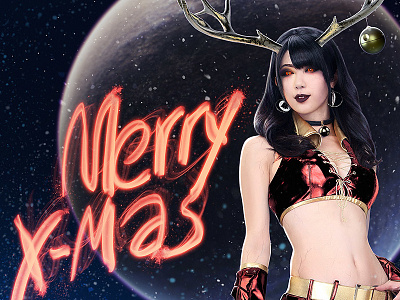 Merry X-Mas antlers digital painting fantasy xmas