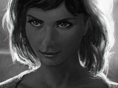 Lucia digital painting drawing grayscale portrait study