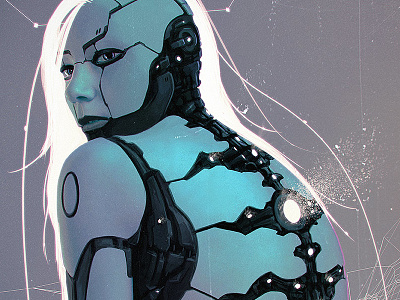 Android Legacy: The Grid android cyborg illustration legacy patreon retro stylized tutorial
