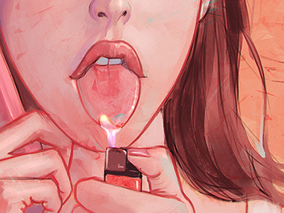 Megan Fox Illustration Study digital painting drawing fire illustration jennifers body megan fox tongue