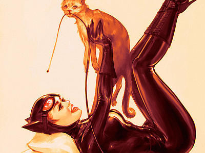 Lucky Cat cat catwoman gil elvgren playful playing