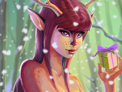 Oh Deer! X Mas Card 2015 deer digital drawing digital painting fantasy ipad pro procreate study holiday card
