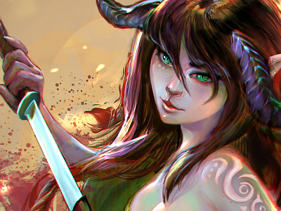 Demon Girl apple pencil card art demonstration digital drawing drawing fantasy ffg illustration ipadpro mtg procreate study