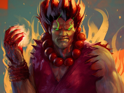 Akuma Sketch A Batch result akuma cardart colorful digital painting drawing fanart fantasy loose patreon sketch streetfighter tcg