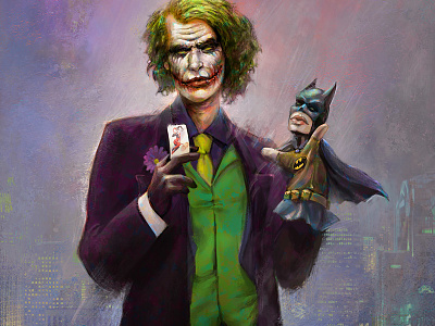 Joker VS. Batman - after Krueger batman caricature comics dc fanart joker krueger mashup painting rolling stones tribute