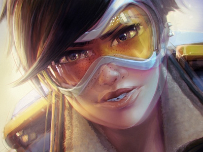 Tracer - Insane 51 inspired character digital painting fanart overwatch portrait tracer