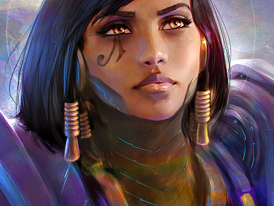 Pharah portrait blizzard digital painting game art illustration overwatch pharah