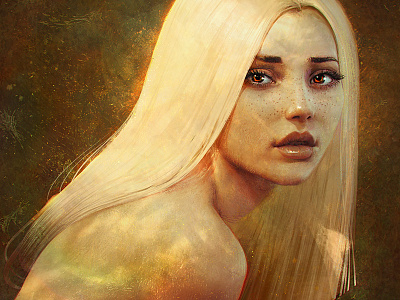 Autumn Lighting Study blonde bold drawing eyes fantasy female impressionism painterly painting portrait whimsical