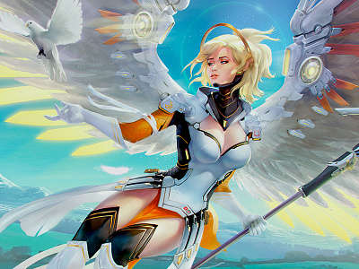 Hybrid Wings - Fantasy Mercy blizzard fanart hybrid mercy overwatch wings