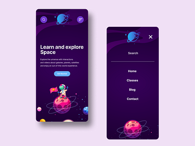 Space Web Responsive UI concept app branding design illustration logo planet space ui ux vector web web design world