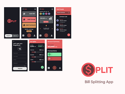 SPLIT - Bill Splitting App design ios mobile app ui visual design