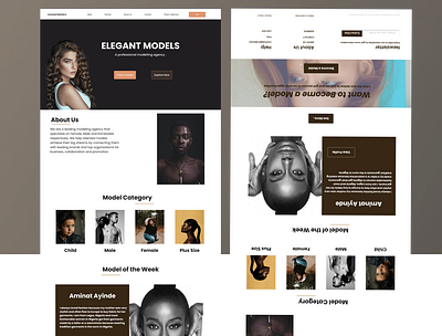 Modelling Agency Landing Page challenge daily design desktop ui elegant model landing page model modelling agency ui webui