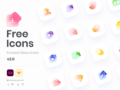 Glass Icons Pack 3d design flat font awesome glass illustration interaction logo ui