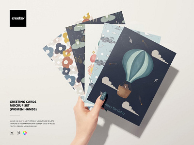 Greeting Cards Mockup Set design flat font awesome psd template vector