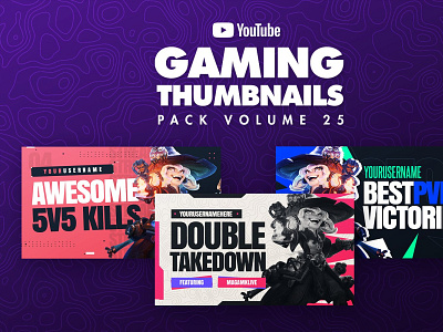 Gaming Youtube Thumbnails Pack 25 3d gaming graphic design illustration thumbnail vector youtube