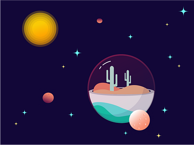 Galactic Paradise Illustration design flat icon illustration illustrator planet planets space vector