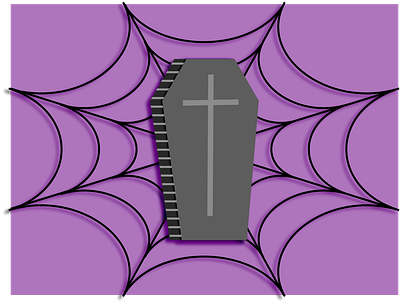 R.I.P. coffin design flat graphic graphic design halloween halloweenie icon illustration illustrator rip spider spider web spooky vectober vector web