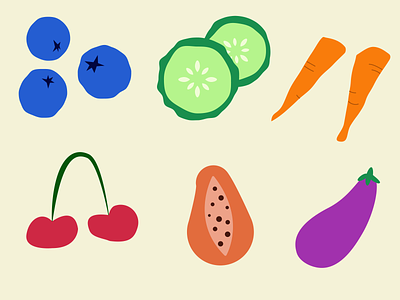 Fruits & Veggies art color concept concept art design drawing flat food fruit graphic icon icon design icons illustration illustrator inspiration modern simple vector veggies