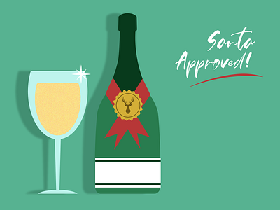 Santa Approved art champagne cheers christmas color design flat gold graphic green holiday icon illustration illustrator merry christmas trendy vector xmas