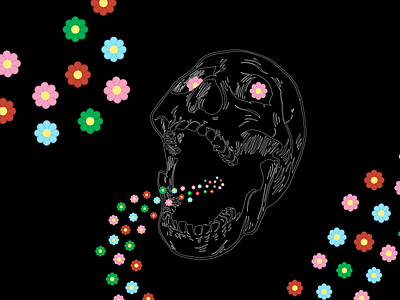 Flower Skull art black black and white blue color concept creative design flat flower graphic graphic design icon illustration illustrator modern pink poster skull vector