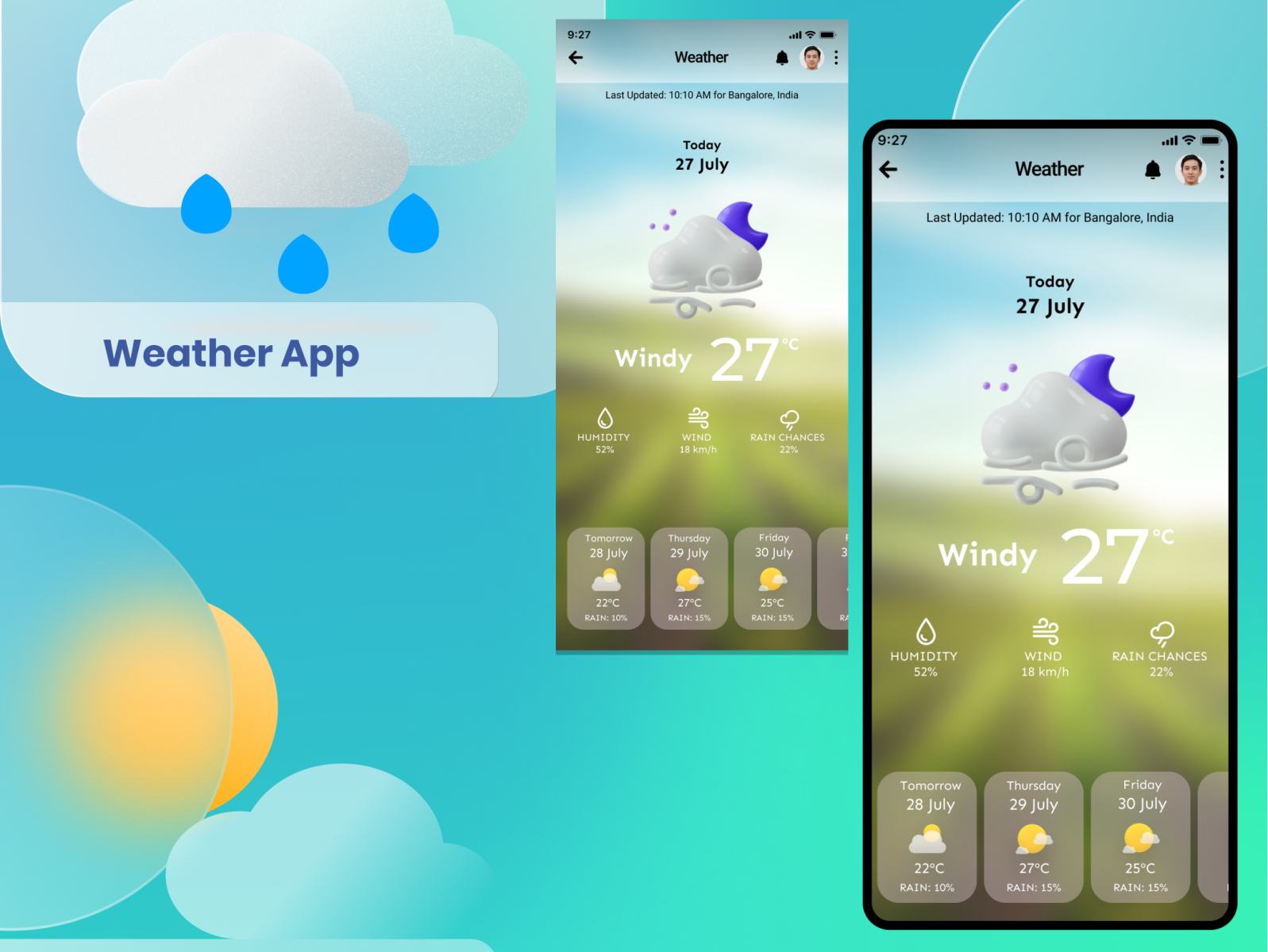 Glassmorphic Weather App Design by Kalpana Tripathy on Dribbble