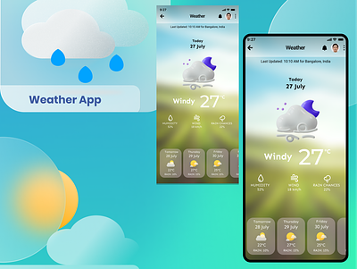 Glassmorphic Weather App Design design figma glassmorphic ui glassmorphism graphic design ui ux weather app