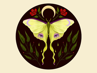 Luna Moth Illustration 🌙 digital digital illustration graphic design illustration layout layout design procreate