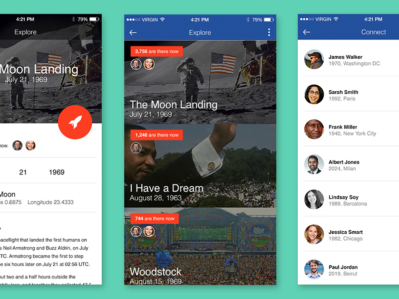Nasa App material design mobile application time travel nasa