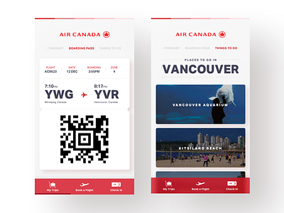 Air Canada - App Concept air canada airline airport app boarding pass flight mobile travel vancouver