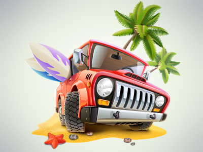 Summer Jeep Icon car icon illustration summer vector