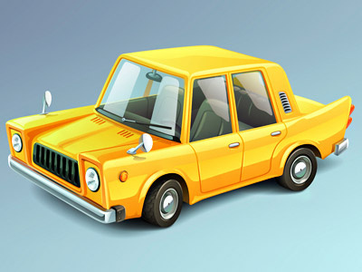 Funny Car car design fun icon illustration illustrator vector yellow