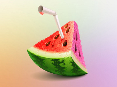 Juicy Watermelon design fresh icon illustration illustrator painting red vector watermelon