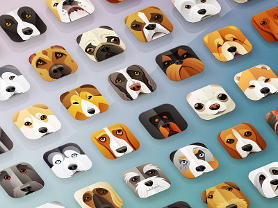 Dogs animals app icon breed design dog flat icon icons illustration illustrator modern vector