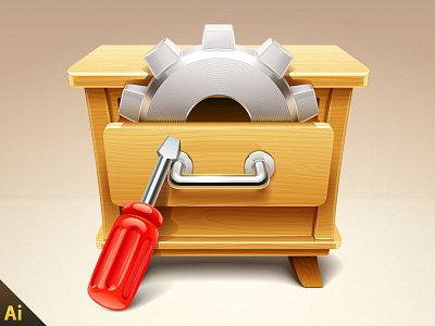 Setting Icon design drawer gear icon illustration illustrator screwdriver setting vector wood