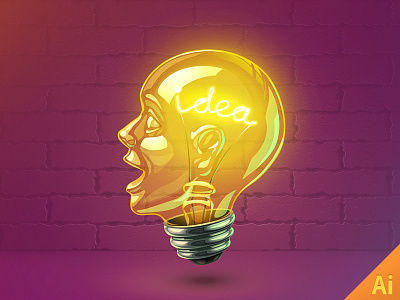 Idea Lightbulb bulb ericons glass icon idea illustration illustrator kolopach lightbulb logo realistic vector
