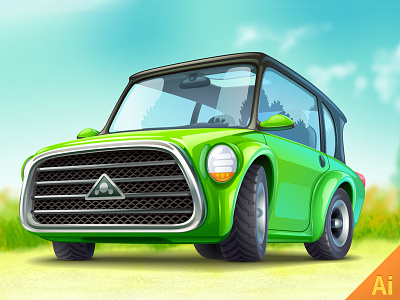 Green Ecocar auto car concept ecocar ericons funny green car icon illustration illustrator kolopach vector