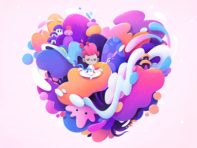 heart abstract cartoon character concept design heart illustration valentine zutto