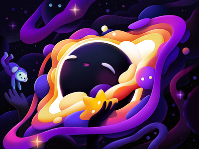 The Universe abstract cartoon character concept illustration zutto