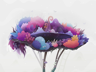 Night Garden abstract illustration nature vector zutto