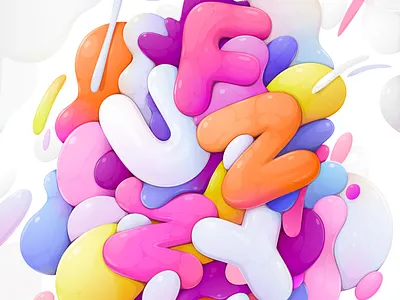 FUZZY/FUNNY abstract illustration lettering vector zutto