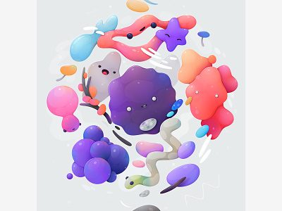 bacteria abstract cartoon character illustration vector zutto