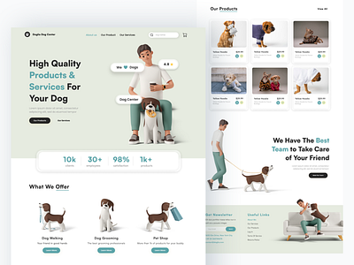 Pet Shop Website 3d design dogs illustration pet petshop product ui ux website