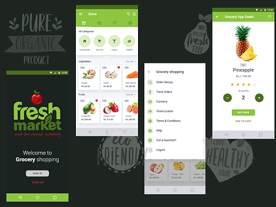 Redesign to Fresh Market Mobile App UI/UX appdesign ecommerce fresh market groceries mobile ui mobile ux shopping simple supermarket vegetables